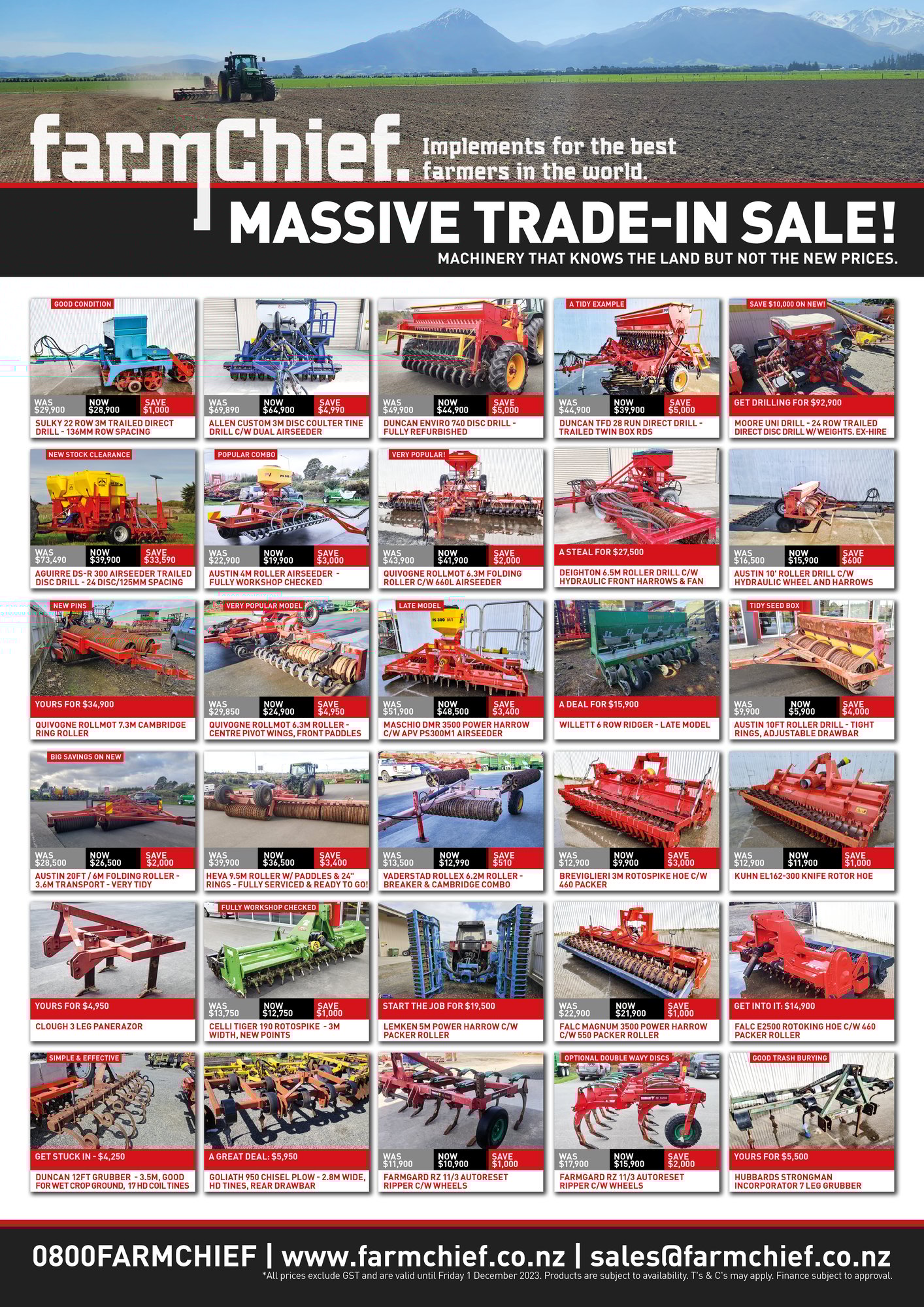 FarmChief Machinery Summer Massive Sale 2023 - Front Page v5